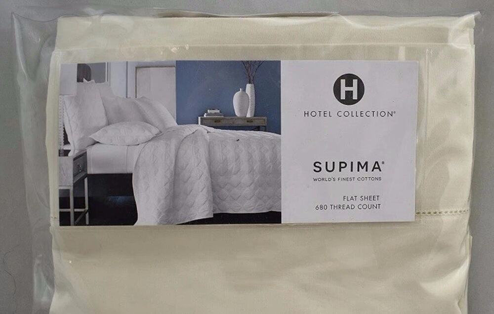 Hotel Collection 680 Thread Count Cotton KING EXTRA DEEP Flat Sheet Ivory